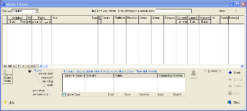 Master Library screen