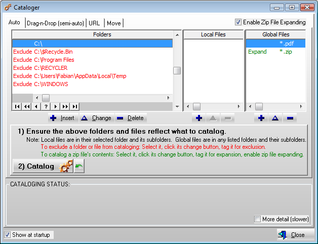 Cataloger screen, v2.0